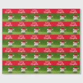 Baseball Frohe Weihnachten mit Weihnachtsmannmütze Geschenkpapier (Flach)