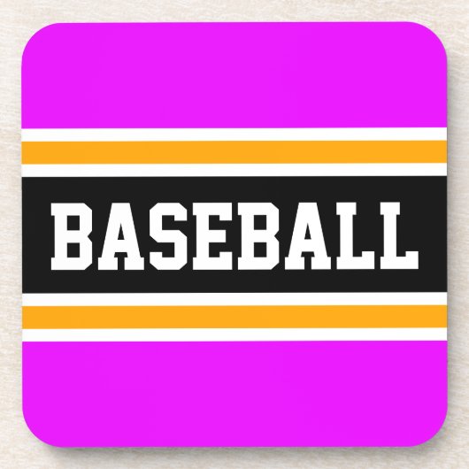 BASEBALL Fun Athletic Pink Yellow Black Stripes Getränkeuntersetzer (Vorderseite)