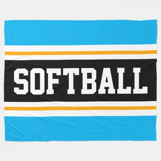 BASEBALL Fun Azure Blue Black Athletic Streifen Fleecedecke (Vorderseite (Horizontal))