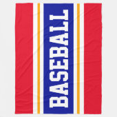 BASEBALL Fun Bright Red White Royal Blue Streifen Fleecedecke (Vorderseite)