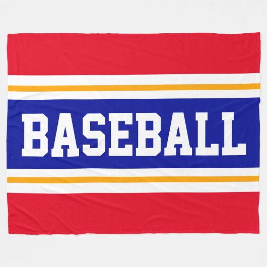 BASEBALL Fun Bright Red White Royal Blue Streifen Fleecedecke (Vorderseite (Horizontal))