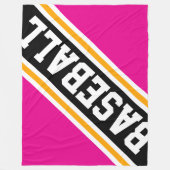 BASEBALL Fun Cool Candy Pink Black Racing Streifen Fleecedecke (Vorderseite)