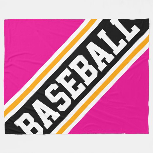 BASEBALL Fun Cool Candy Pink Black Racing Streifen Fleecedecke (Vorderseite (Horizontal))