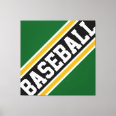 BASEBALL Fun Dynamic Green Black Yellow Stripes Leinwanddruck (Vorderseite)