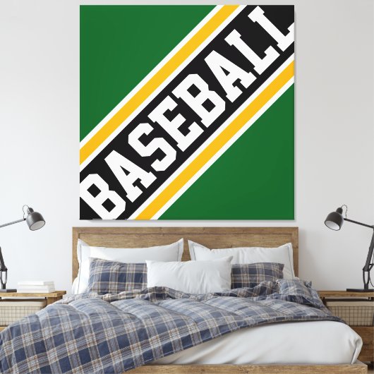 BASEBALL Fun Dynamic Green Black Yellow Stripes Leinwanddruck (Insitu (Schlafzimmer))