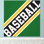 BASEBALL Fun Dynamic Green Black Yellow Stripes Leinwanddruck (Insitu (Holzboden))