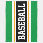 BASEBALL Fun Green Yellow Black Athletic Streifen Fleecedecke (Vorderseite)