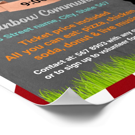 Baseball Fundraiser-Vorlage Poster (Ecke)