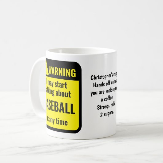 Baseball Funny Personalized Kaffeetasse (Vorderseite Links)
