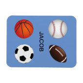 Baseball, Fußball, Fußball und Basketball Magnet (Horizontal)