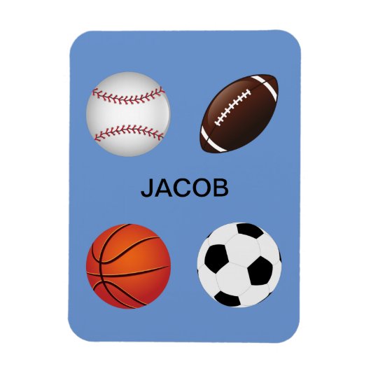 Baseball, Fußball, Fußball und Basketball Magnet (Vertikal)