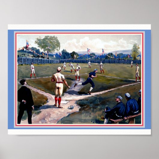 Baseball Game 1800er Louis Prang & Co. Kunstkopie Poster (Vorne)