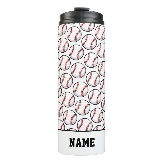 Baseball Game Balls Sportfeld Name Thermosbecher (Vorderseite)