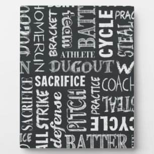 Baseball Game Chalkboard Worte Fotoplatte