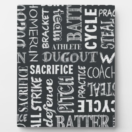 Baseball Game Chalkboard Worte Fotoplatte (Vorderseite)