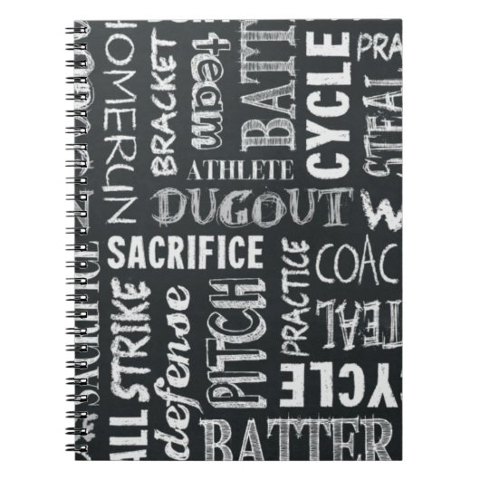Baseball Game Chalkboard Worte Notizblock (Vorderseite)