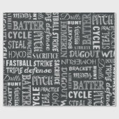Baseball Game Chalkboard Worte und Begriffe Geschenkpapier (Flach)