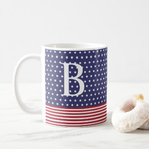Baseball Game Red, White & Blue Monogram Kaffeetasse