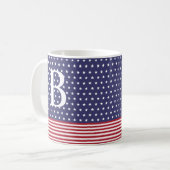 Baseball Game Red, White & Blue Monogram Kaffeetasse (Vorderseite Links)