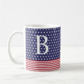 Baseball Game Red, White & Blue Monogram Kaffeetasse (Links)