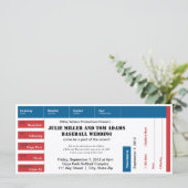 Baseball Game Ticket Wedding Einladung (Stehend Vorderseite)