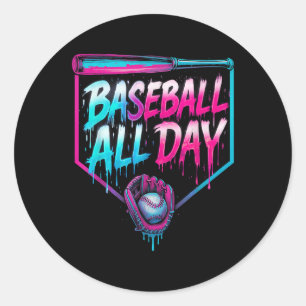 Baseball-Ganztagseis-Zuhause Runder Aufkleber