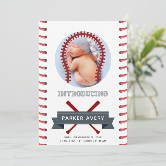 Baseball-Geburtsankündigung (Stehend Vorderseite)