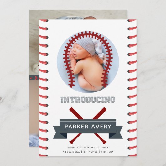 Baseball-Geburtsankündigung (Vorne/Hinten)