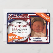 Baseball-Geburtsankündigung Mitteilungskarte (Vorderseite)