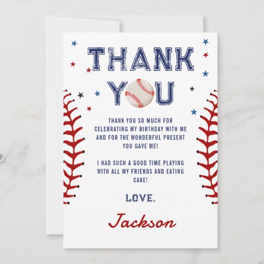 Baseball Geburtstag Danke Karte (Vorderseite)