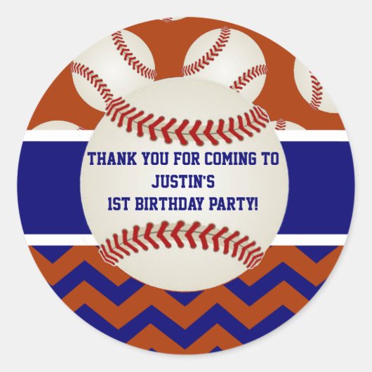 Baseball Geburtstag Danke, Stickers (Vorderseite)