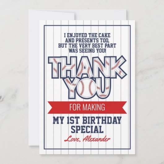 Baseball Geburtstag Dankeschön Karte (Vorderseite)