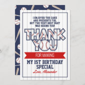 Baseball Geburtstag Dankeschön Karte (Vorne/Hinten)