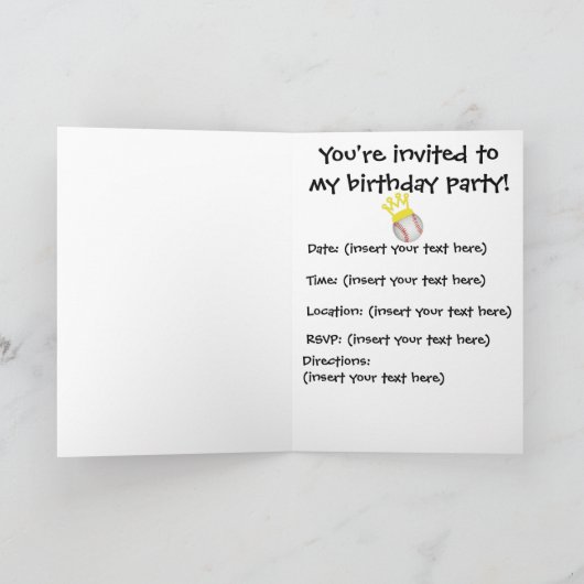 Baseball-Geburtstag Einladung (Innenseite)