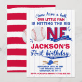 Baseball Geburtstag Einladung Baseball 1. Geburtst (Vorne/Hinten)