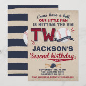 Baseball Geburtstag Einladung Baseball 2. Geburtst (Vorne/Hinten)