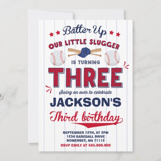 Baseball Geburtstag Einladung Baseball 3. Geburtst (Vorderseite)