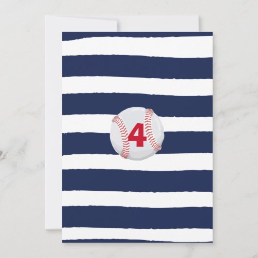 Baseball Geburtstag Einladung Baseball 4. Geburtst (Rückseite)