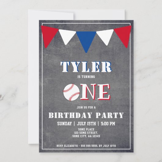 Baseball Geburtstag Einladung Boy 1. Geburtstag (Vorderseite)