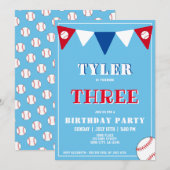 Baseball Geburtstag Einladung Junge 3. Geburtstag (Vorne/Hinten)