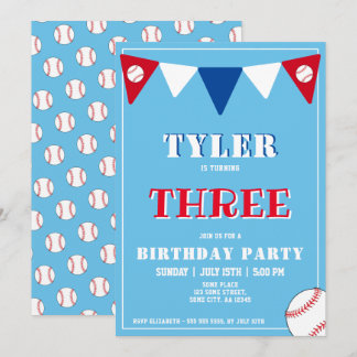 Baseball Geburtstag Einladung Junge 3. Geburtstag