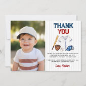 Baseball Geburtstag Foto Danke, dass ihr Kartensta Dankeskarte (Vorderseite)