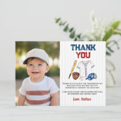 Baseball Geburtstag Foto Danke, dass ihr Kartensta Dankeskarte (Stehend Vorderseite)