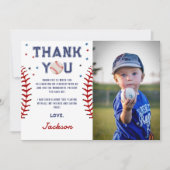 Baseball Geburtstag Foto Danke Karte (Vorderseite)
