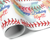 Baseball-Geburtstag  Geschenkpapier (Rolleneckpunkt)