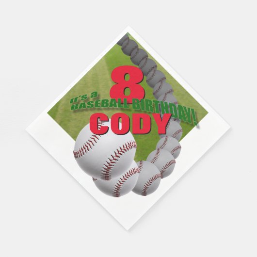 Baseball-Geburtstag - kundenspezifische Serviette (Ecke)