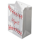Baseball-Geburtstag Mittlere Geschenktüte (Vorderseite Schrägansicht)