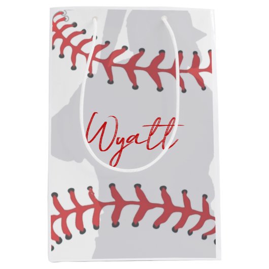 Baseball-Geburtstag Mittlere Geschenktüte (Vorderseite)