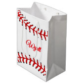 Baseball-Geburtstag Mittlere Geschenktüte (Vorderseite Schrägansicht)
