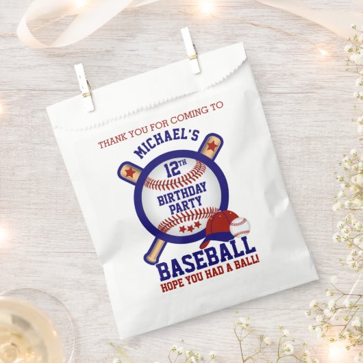 Baseball Geburtstag Thema ⚾ - Rot , Danke Geschenktütchen (Ausgeschnitten)